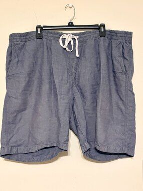 Men's Navy Blue Nordstrom Drawstring Linen Blend Pull-On Shorts Size XXL